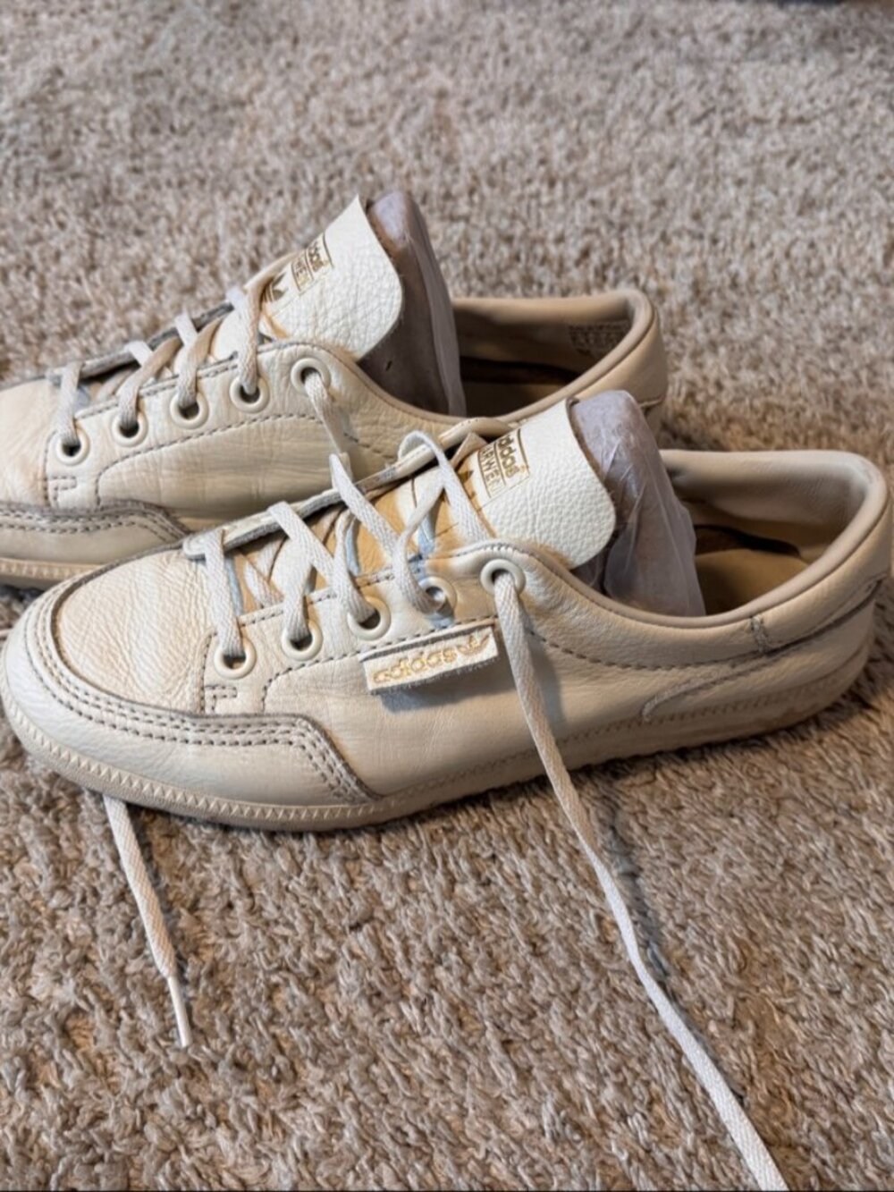 Adidas Garwen Cream Off-White Leather Sneakers Men's US 9.5